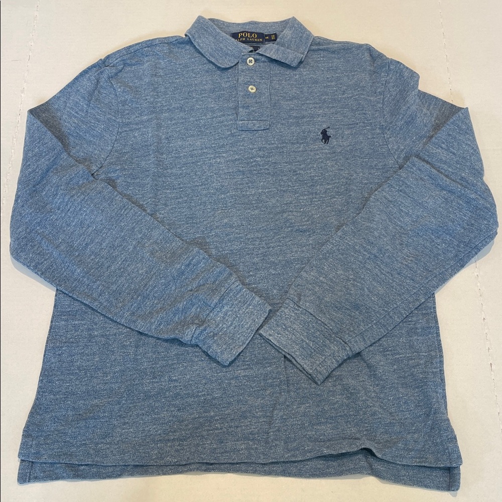 Polo Ralph Lauren Blue Long Sleeve Polo Shirt Size M Slim Fit
